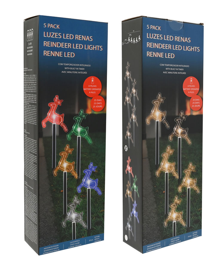 Uncle Bills 5 Pack LED Path Lights Timer Reindeer