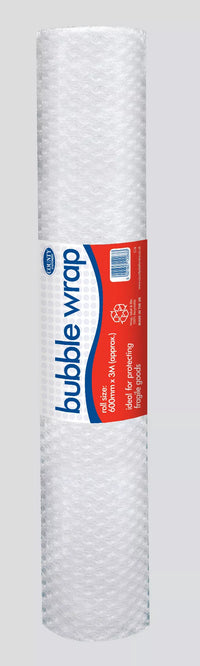 Bubble Wrap Roll from County Stationery, 60cm x 3m, with protective air-filled bubbles for cushioning and packaging.