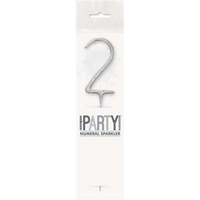 Unique Party Candle Sparkler Number 2 Silver 7