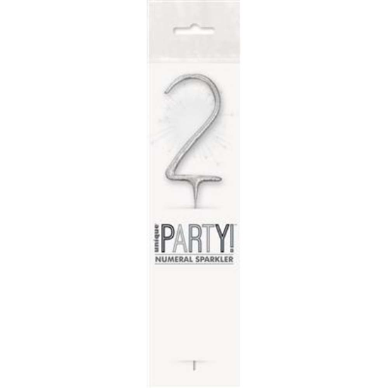 Unique Party Candle Sparkler Number 2 Silver 7