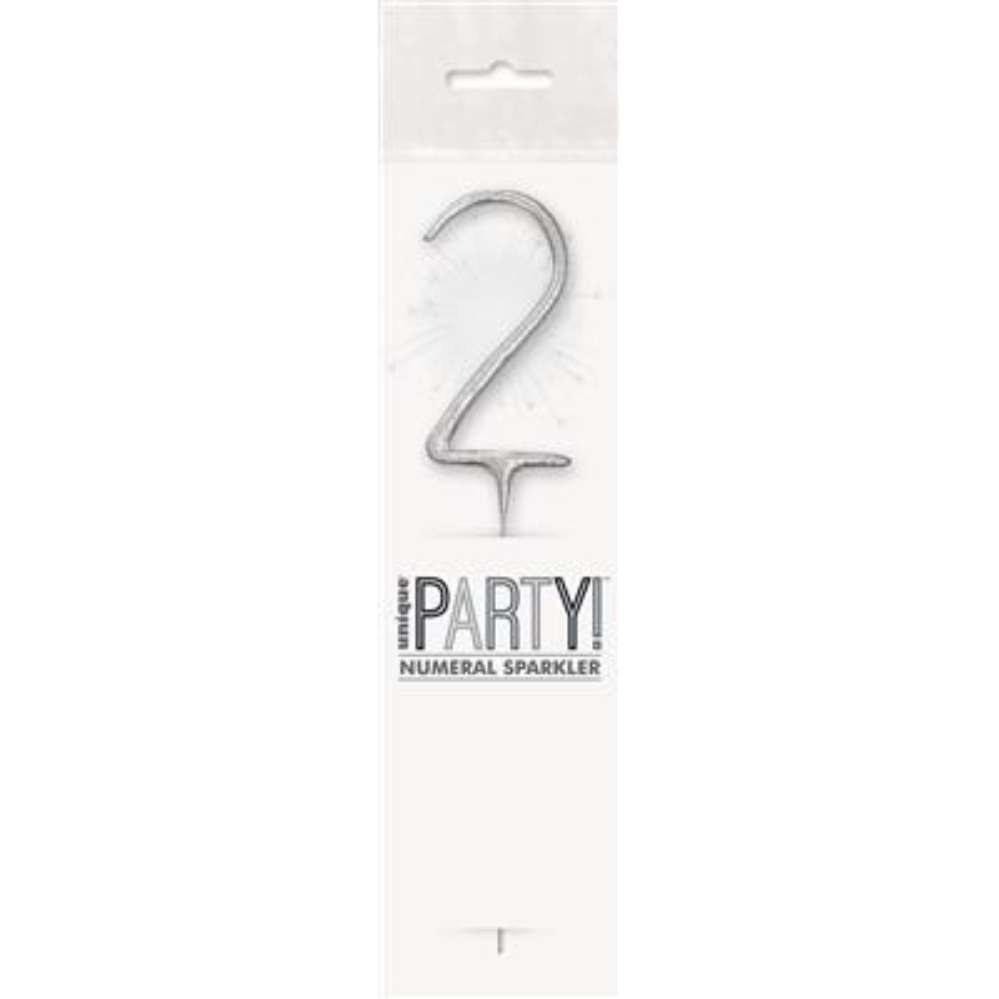 Unique Party Candle Sparkler Number 2 Silver 7
