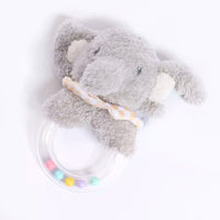 Tiger Feet soft toy rattle elephant, plush baby toy with colorful fabric, designed for infants and gentle play.