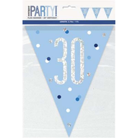 Unique Flag Banner Light Blue Glitz Age 30 9ft