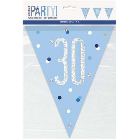 Unique Flag Banner Light Blue Glitz Age 30 9ft