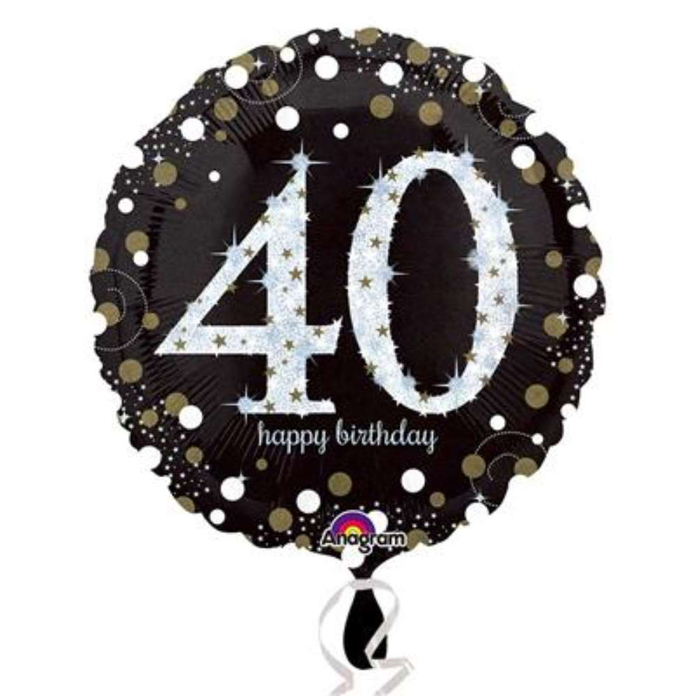 Anagram 40th Black & Gold 18" Foil Balloon