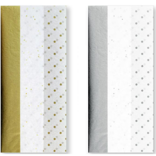 Tissue Paper Gold & Silver Sparkle 12x6pk