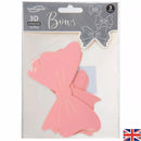 Pastel pink 3D adhesive bows from Oaktree, ideal as balloon accessories, shown on a white background.