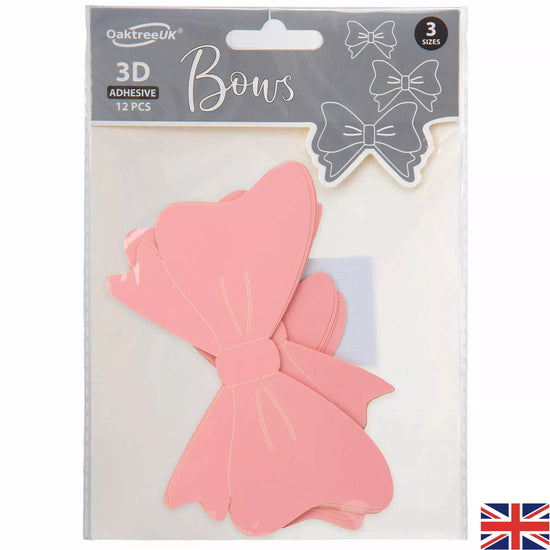 3D Adhesive Bows Pastel Pink 12pk