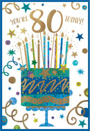 Simon Elvin C50 birthday cards, set of 6 featuring the number 80, with colorful and festive designs for milestone celebrations.