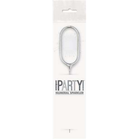 Unique Party Candle Sparkler Number 0 Silver 7
