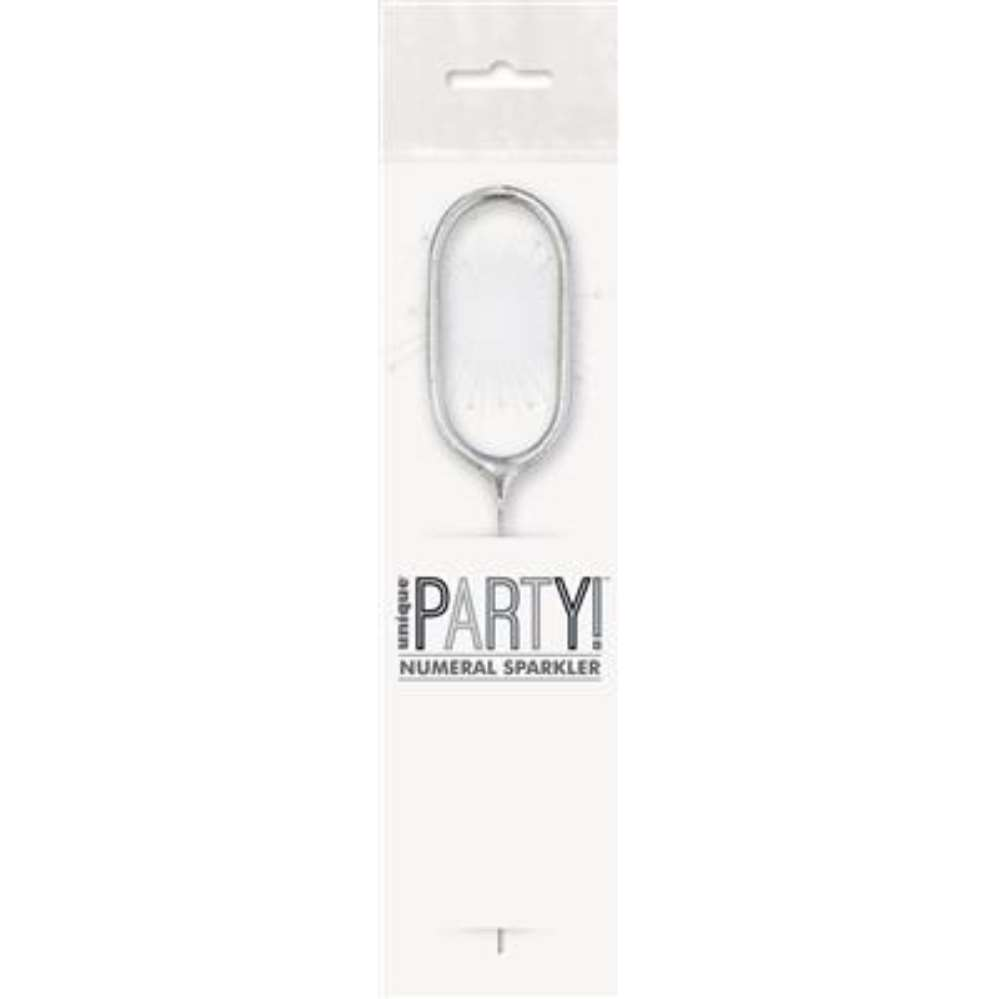 Unique Party Candle Sparkler Number 0 Silver 7
