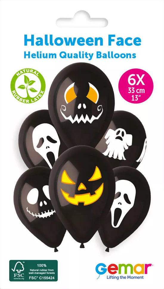 Gemar Halloween Face 13" Latex Balloons 6pk