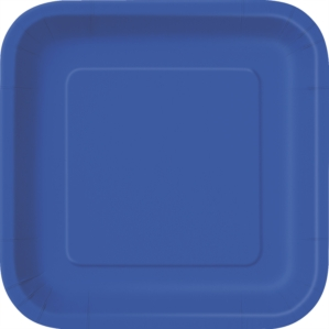Unique 14 Pack Plates Royal Blue Square 9