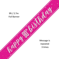 Unique Banner Pink Glitz Age 90 9ft