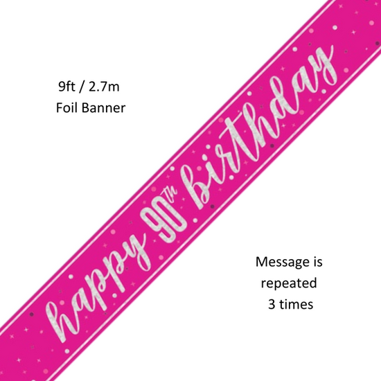 Unique Banner Pink Glitz Age 90 9ft