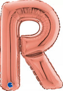 Grabo 26-inch rose gold foil letter R balloon, shiny metallic finish, suitable for celebrations and party decorations