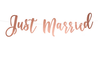 PartyDeco Just Married Rose Gold Banner 80cm