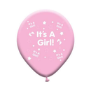 Eight pink latex balloons with printed "Birth Girl" design, perfect for baby shower or gender reveal celebrations.