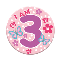Six small Tiger Feet birthday badges displaying age 3, perfect for celebration decorations and party favors.