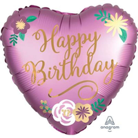 Anagram Birthday Satin Luxe 18" Foil Heart Balloon