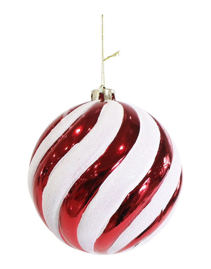 Uncle Bills Bauble Swirl Red & White 15cm