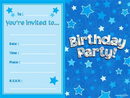 Happy Birthday Blue Stars Invitations & Envelopes 8pk