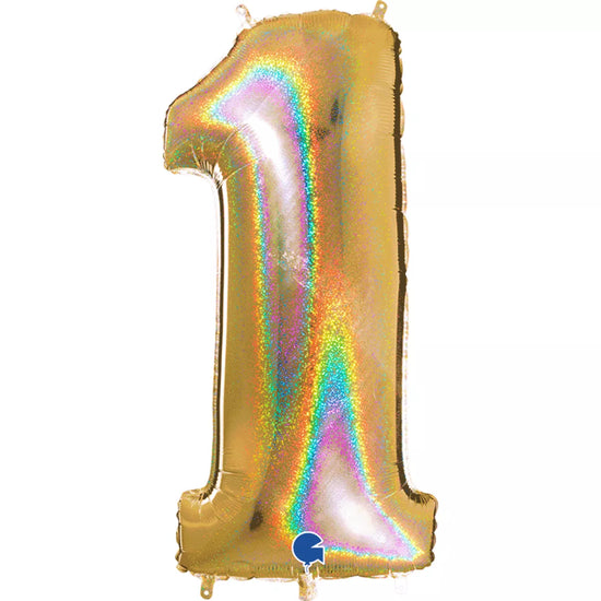 Grabo Foil Balloon Holo Glitter Gold 40" Number 1