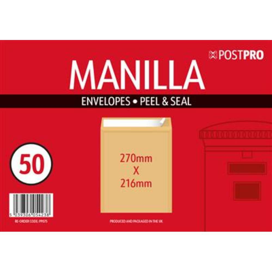 50pk Redfield Envelopes 216x270mm Manilla