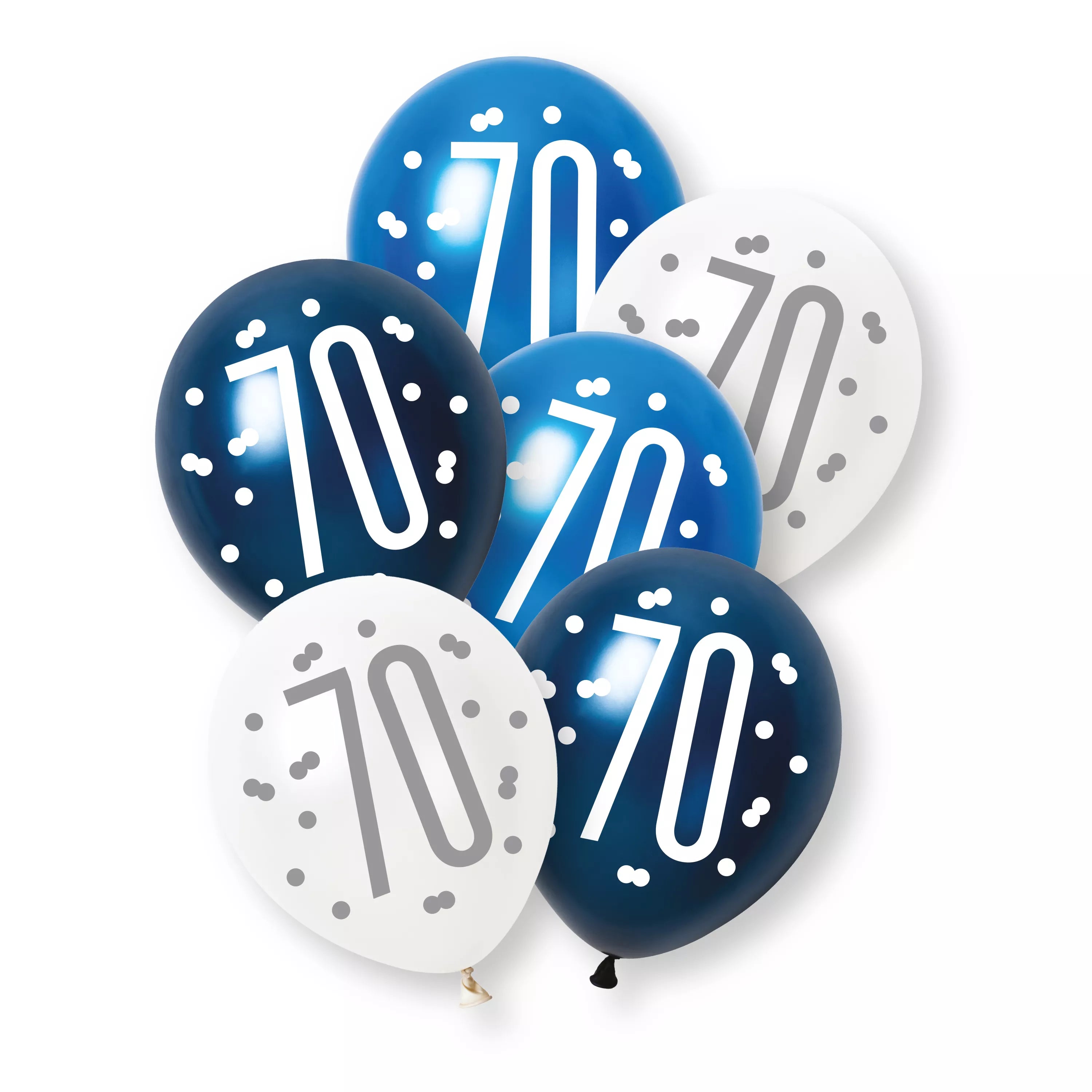 Unique Glitz Age 70 Blue 12" Latex 6pk