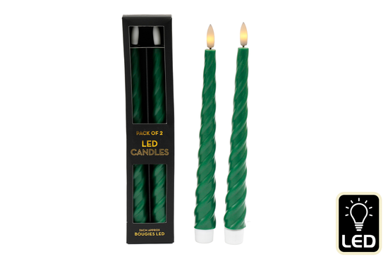 Sifcon 2 Pack Candle LED Swirl Taper Green