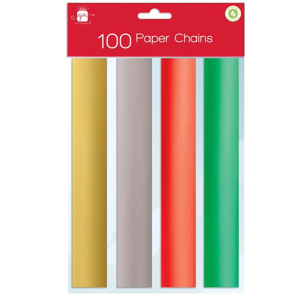 100 Foil Paper Chains 14x27cm 24pk