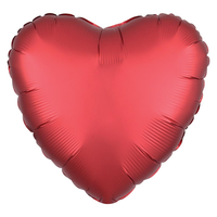 Anagram satin foil balloon in luxe sangria heart shape, 18 inches, perfect for celebrations and decorative events.