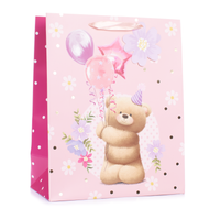 Tiger Feet 6 Pack Gift Bag Bear & Balloons Medium