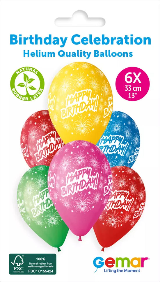 Gemar Birthday Celebration 13" Latex Balloons 6pk