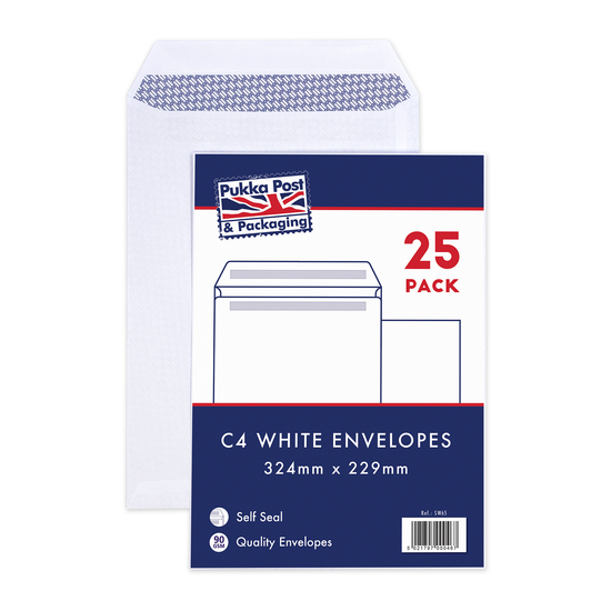 Pukka Pads 25 Pack Envelopes Self Seal White C4