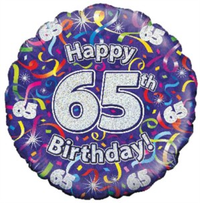 Oaktree Age 65 Streamers 18" Foil Balloon