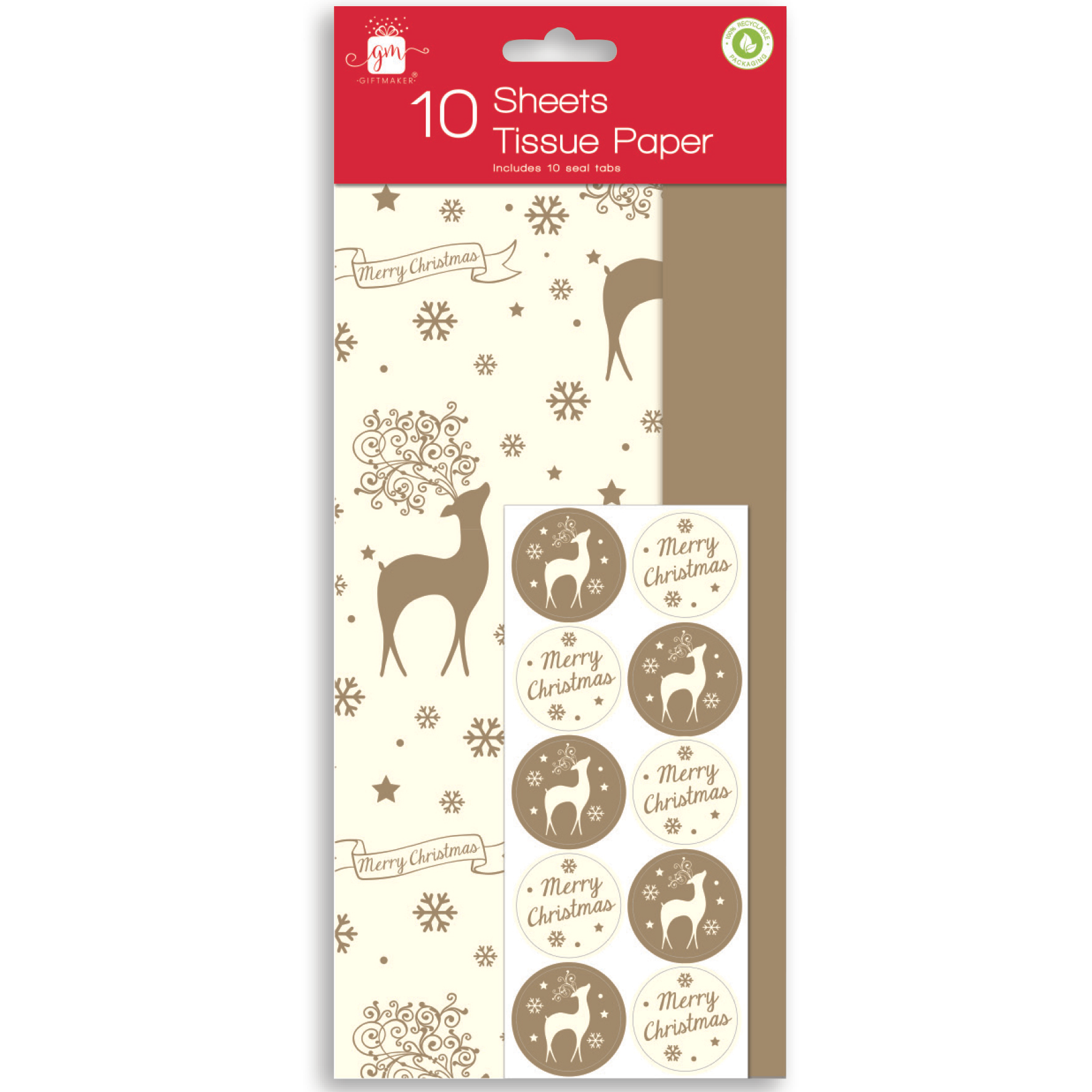 IG Design Group 10 Sheet Tissue Paper Stag/Gold