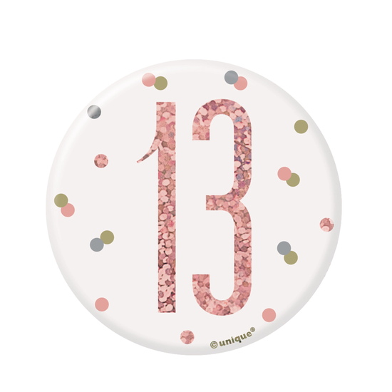 Rose Gold Glitz Age 13 Badge 3
