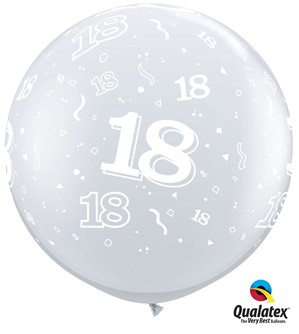 Qualatex Age 18 Diamond Clear 3ft Latex 2pk