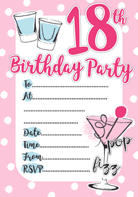 Age 18 Female Birthday Invitations 10x20pk