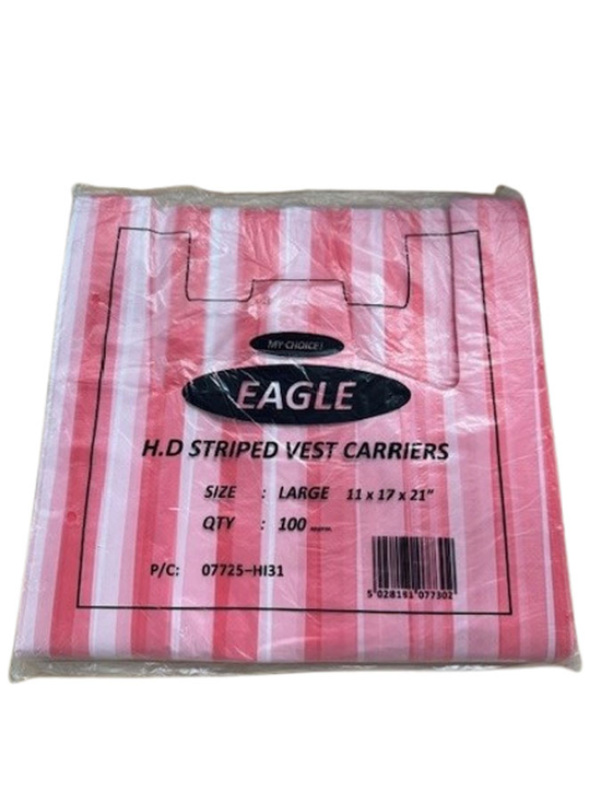 Magnum 100 Pack Carrier Bag Striped 11x17x21
