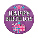 Six small Tiger Feet birthday badges with open designs, featuring colorful birthday-themed graphics and playful styles.