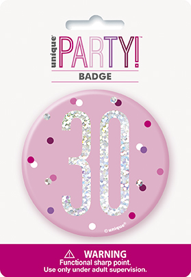 Unique Badge Pink Glitz Age 30 3