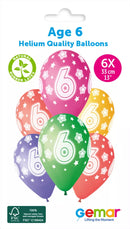 Six Gemar Cosmic Stars 13-inch latex printed balloons featuring colorful star patterns for celebration and decoration.