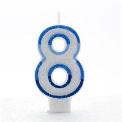 APAC Party Candle Number 8 Glitter Blue