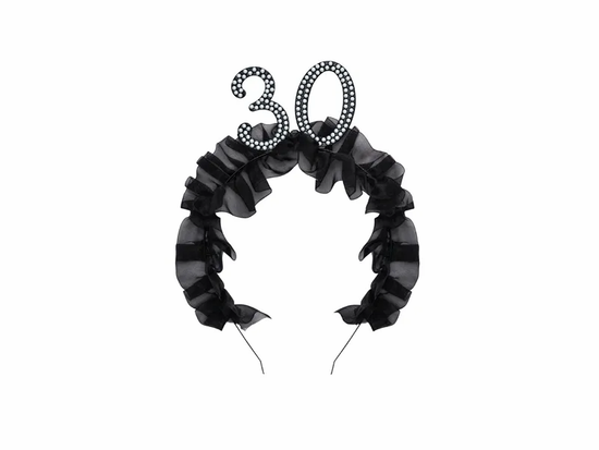 Birthday Age 30 Black Ruffle Headband 12x19.5cm