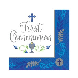First Communion Blue Lunch Napkins 36pk