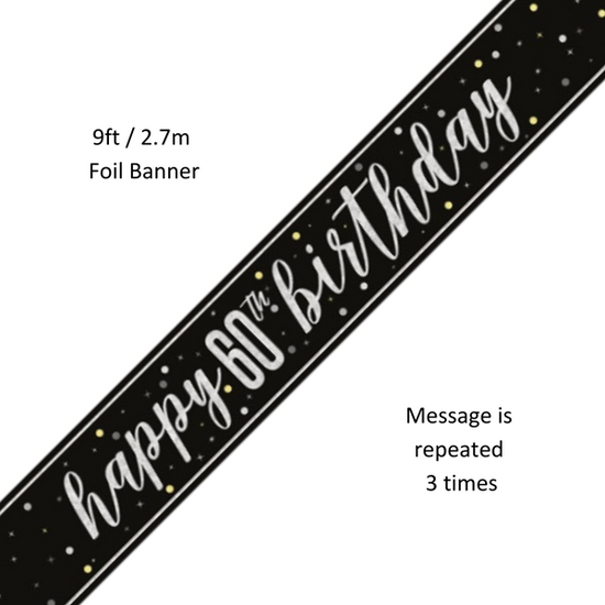 Unique Banner Black Glitz Age 60 9ft