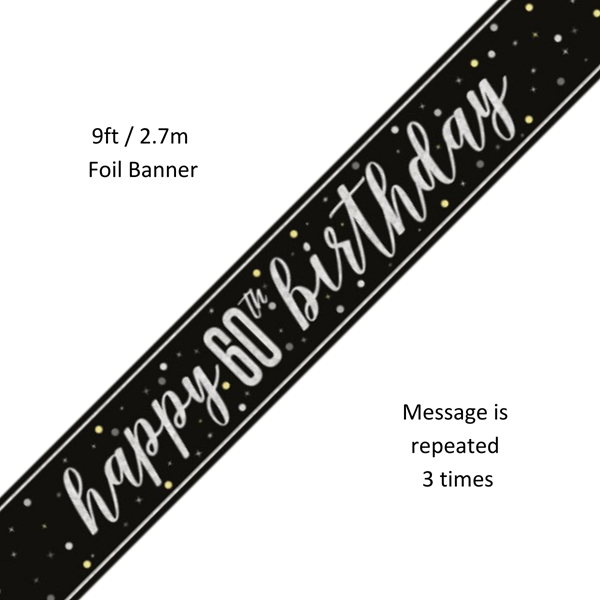 Unique Banner Black Glitz Age 60 9ft