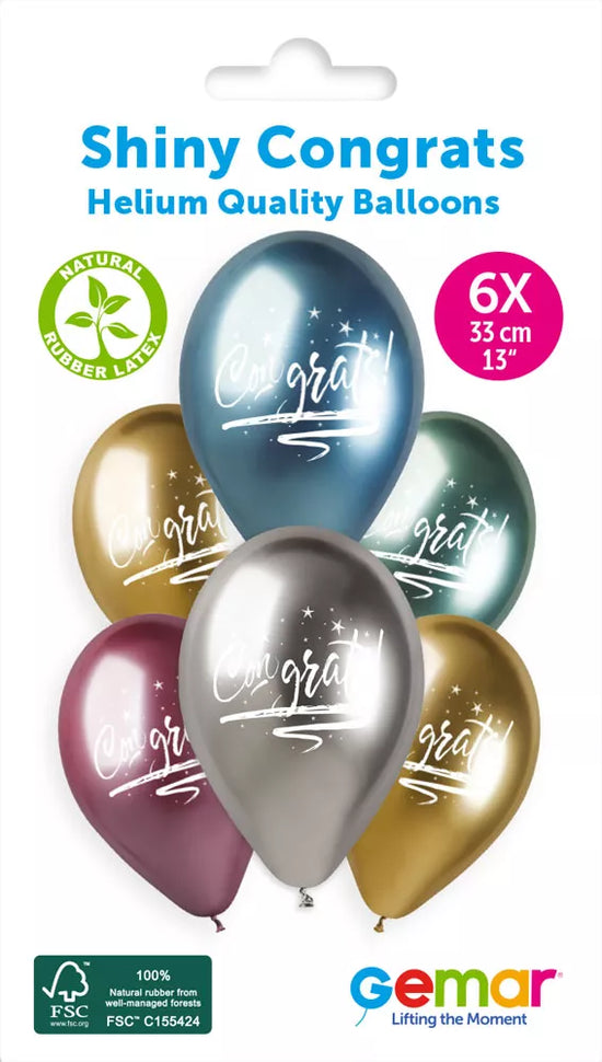 Gemar Shiny Congrats 13" Latex Balloons 6pk
